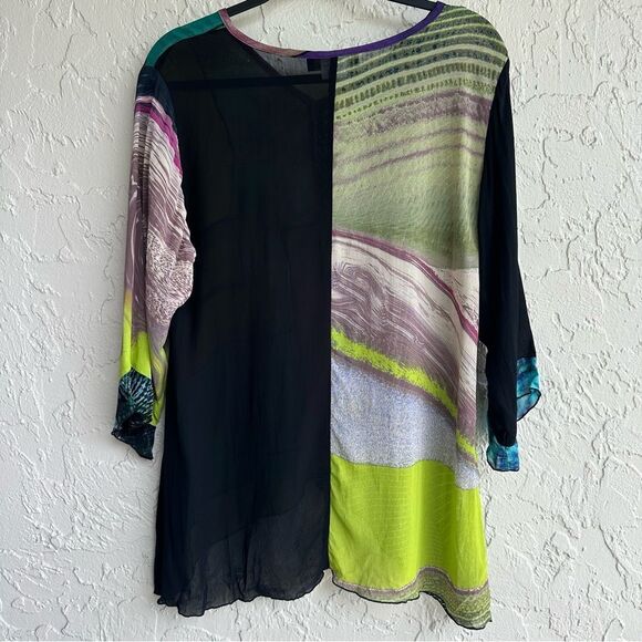 CAROL TURNER Blouse Top Women Medium Vintage Artsy Boho Art To Wear Geometric - Picture 6 of 9